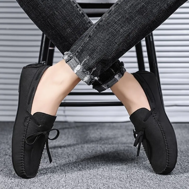 Fashion Loafers for Mens Suede Vamp Working Tuxedo Round Toe Non Slip Low Top Block Heel Anti-Slip Shoe Slip-on