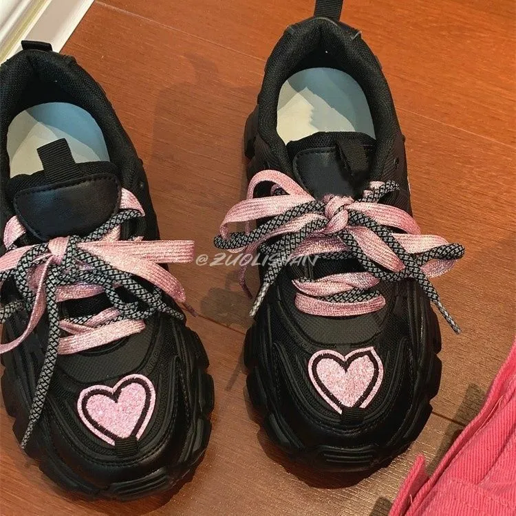 Fashionable Platform Daddy Black Sneakers