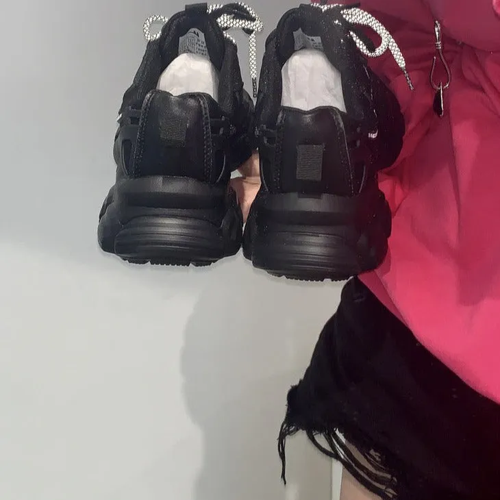 Fashionable Platform Daddy Black Sneakers