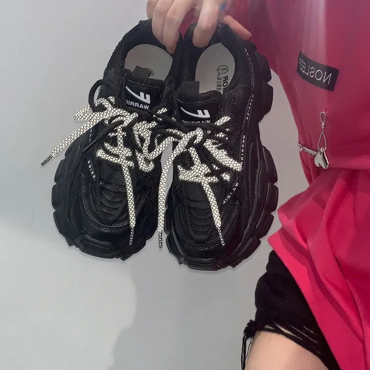 Fashionable Platform Daddy Black Sneakers
