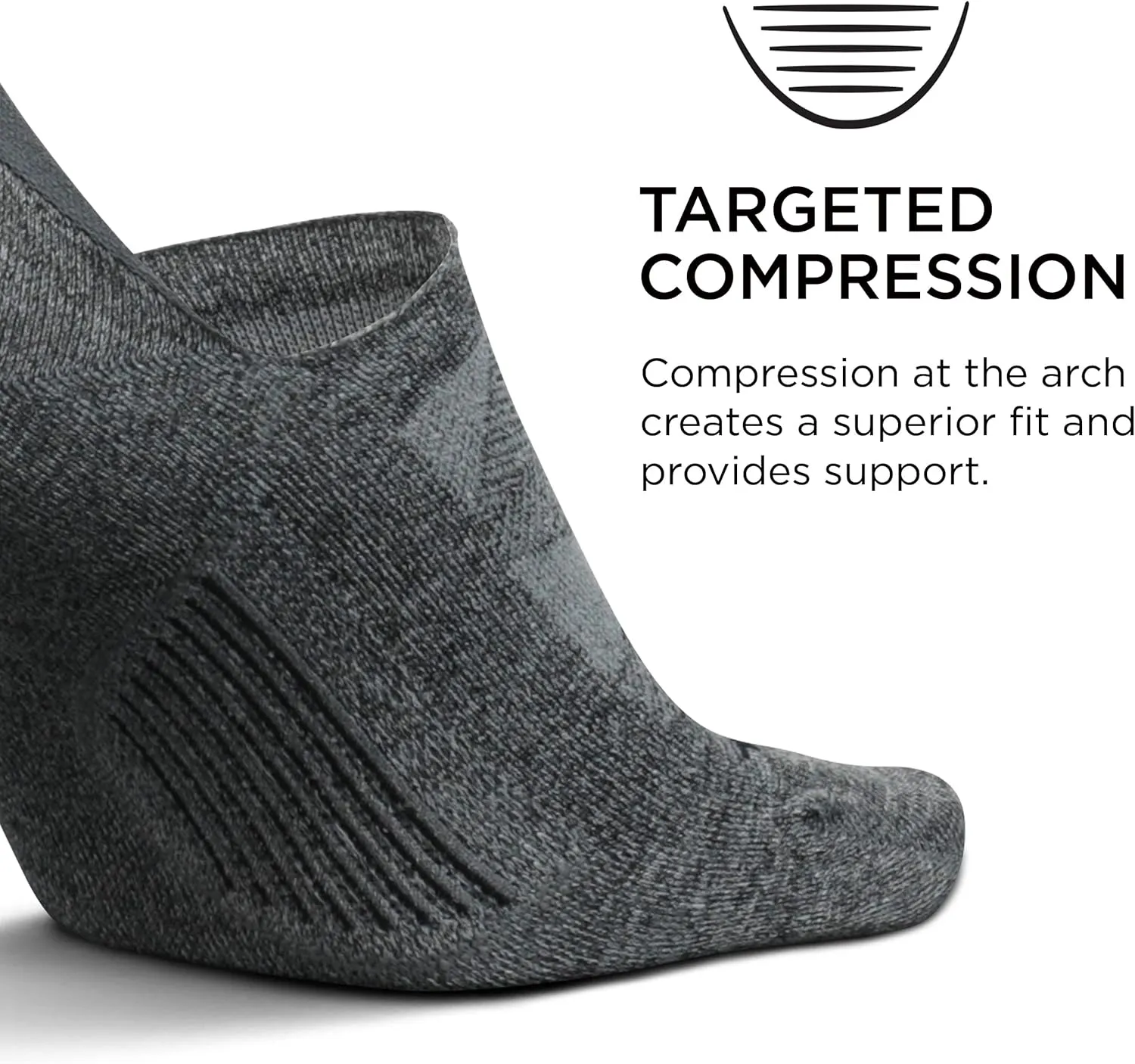 Feetures Elite Ultra Light Invisible Socks - Anti-Slip Sport Sock Liner with Targeted Compression - (1 Pair)