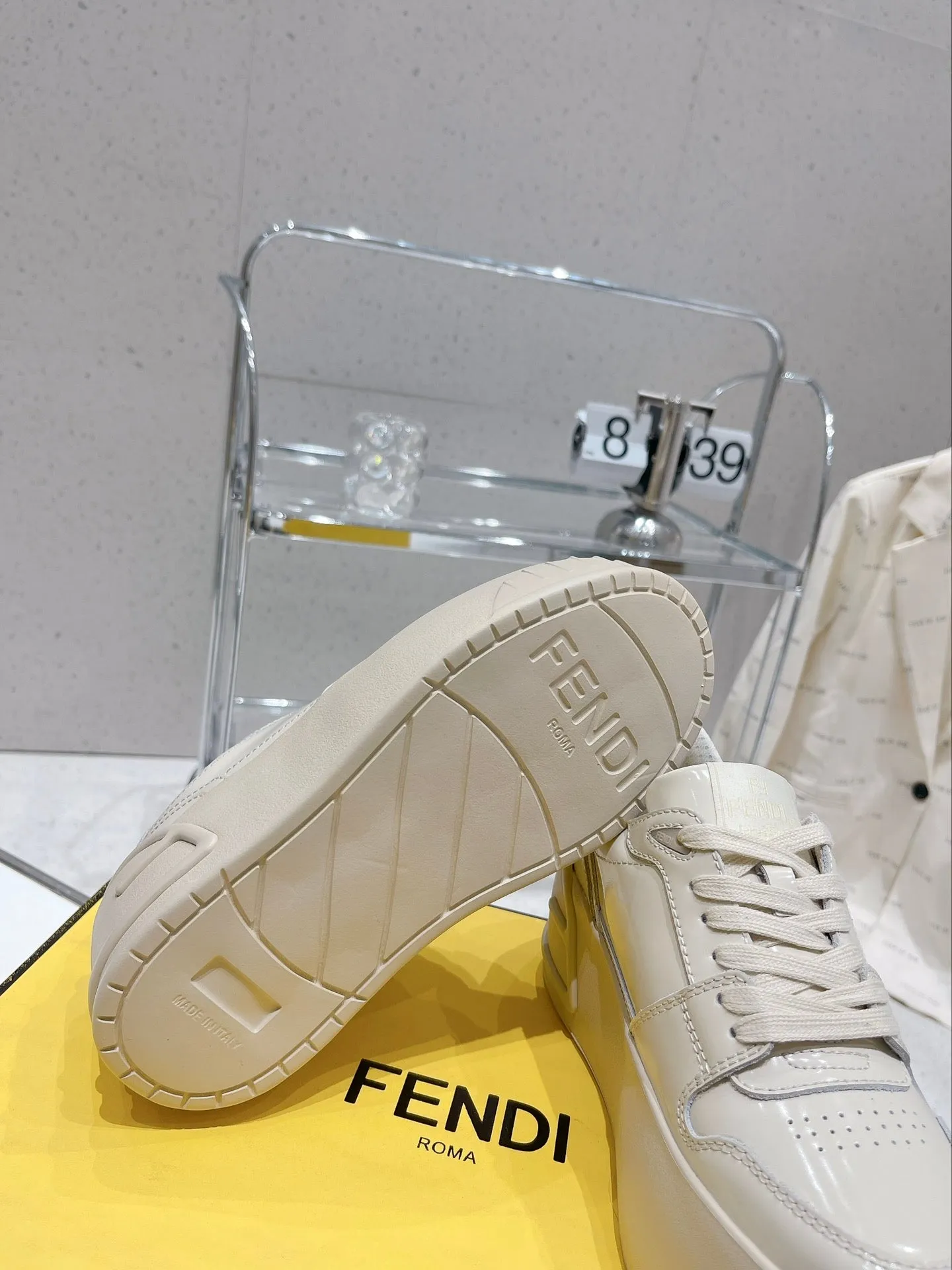 FENDI LOW-TOP TRAINER IN WHITE CALFSKIN