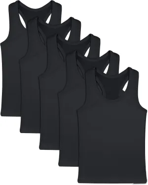 FEQO 5 Pieces Girls Dance Tank Tops Racerback Sleeveless Crop Tops Cotton Tank Tops for Ballet Dancewear Gym