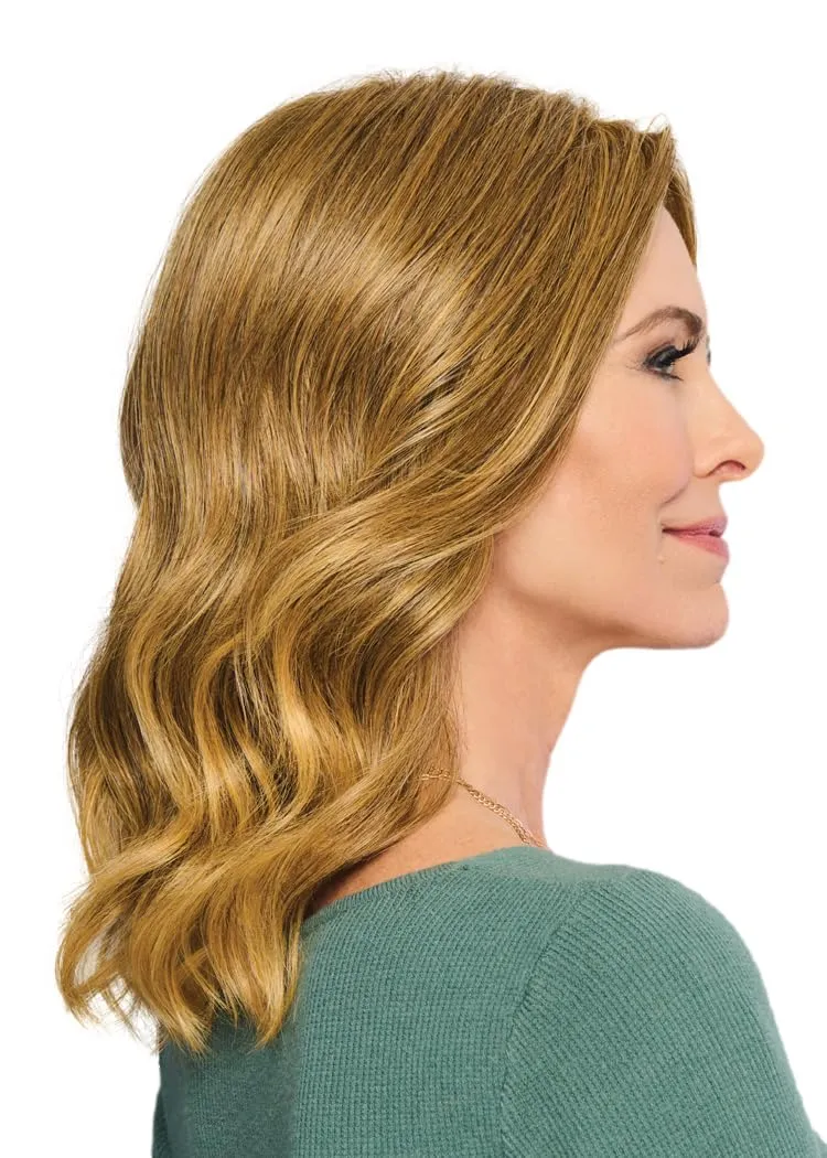 Fetching Beauty Should-Length Layered Wig With Flowing Waves by Hairuwear, Average Cap - Dark Blonde