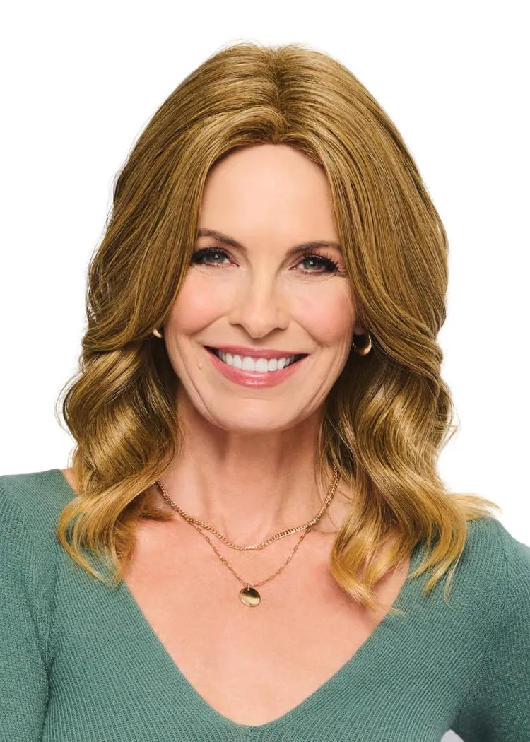 Fetching Beauty Should-Length Layered Wig With Flowing Waves by Hairuwear, Average Cap - Dark Blonde