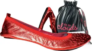 Fit in Clouds Stud Embellished Portable Foldable Ballet Flats with Carry Pouch