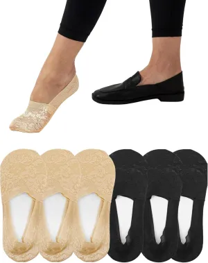 Flammi Women's No Show Liner Socks Non Slip Cotton Bottom Socks for Sneaker Lofer