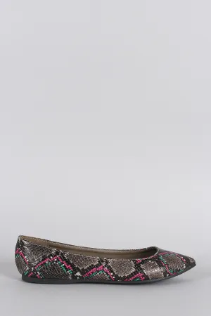 Flat Cutting-edge Python Toe Pointy Ballet Secure platform Breckelle