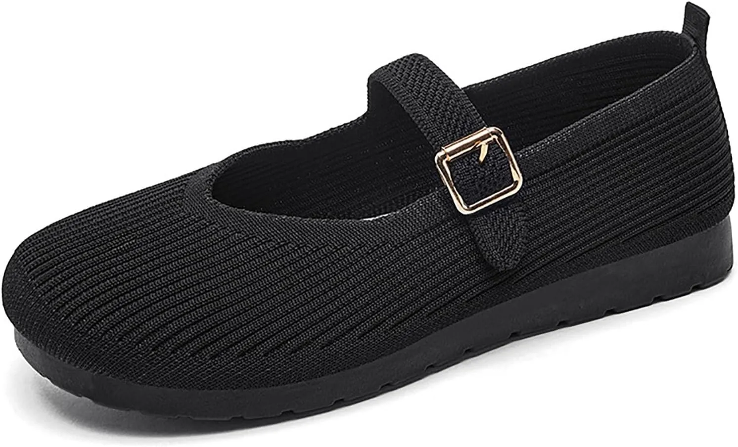 Flat Shoes Women Comofortable Ballet Flat with Adjustable Straps Slip on Washable Knit Casual Flats