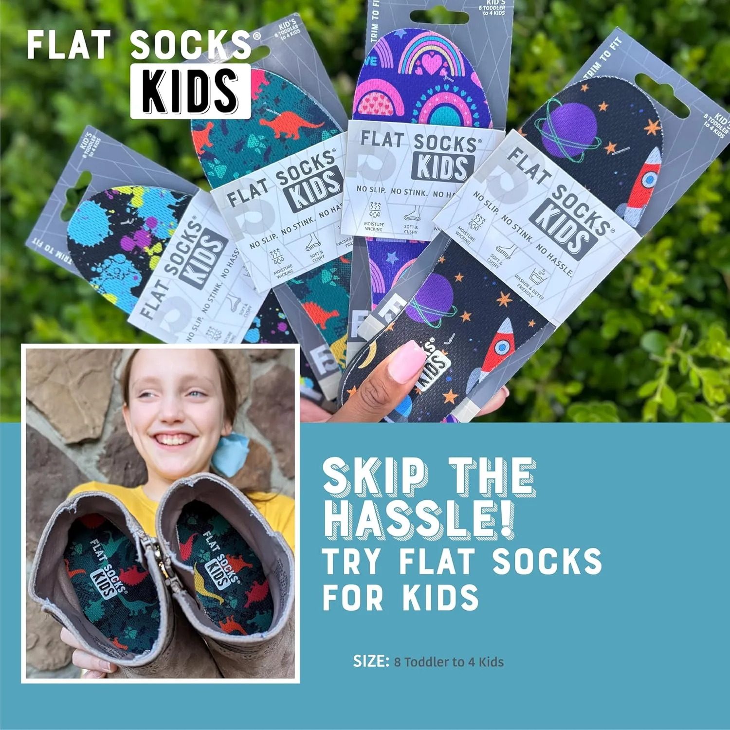 FLAT SOCKS No Show Socks, Sockless Shoe Liner, No Slipping, No Stinking, Washable Barefoot Shoe Insert, Classic