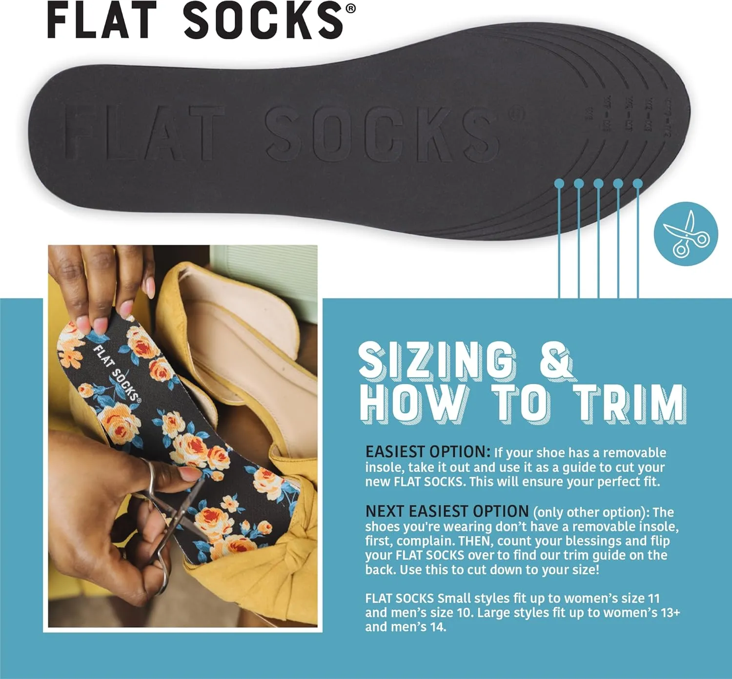 FLAT SOCKS No Show Socks, Sockless Shoe Liner, No Slipping, No Stinking, Washable Barefoot Shoe Insert, Classic