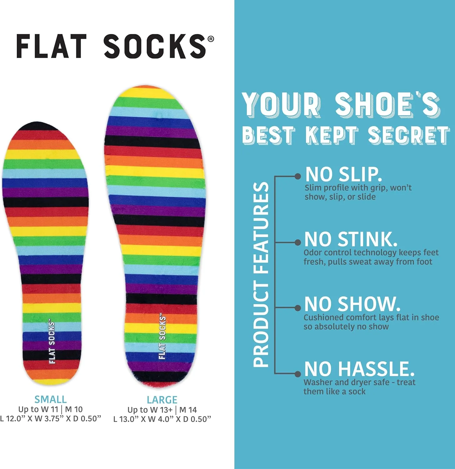 FLAT SOCKS No Show Socks, Sockless Shoe Liner, No Slipping, Odor Control, Washable Barefoot Shoe Insert