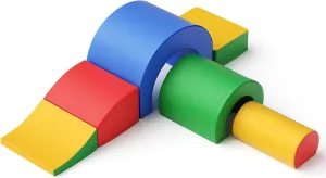 Foam Climbing Blocks for Toddlers, 5 Pieces Soft Climbing Toys, Crawl and Climb Foam Playset with Foldable Slide, Indoor Climber Activity Playground for Kids (Colorful)