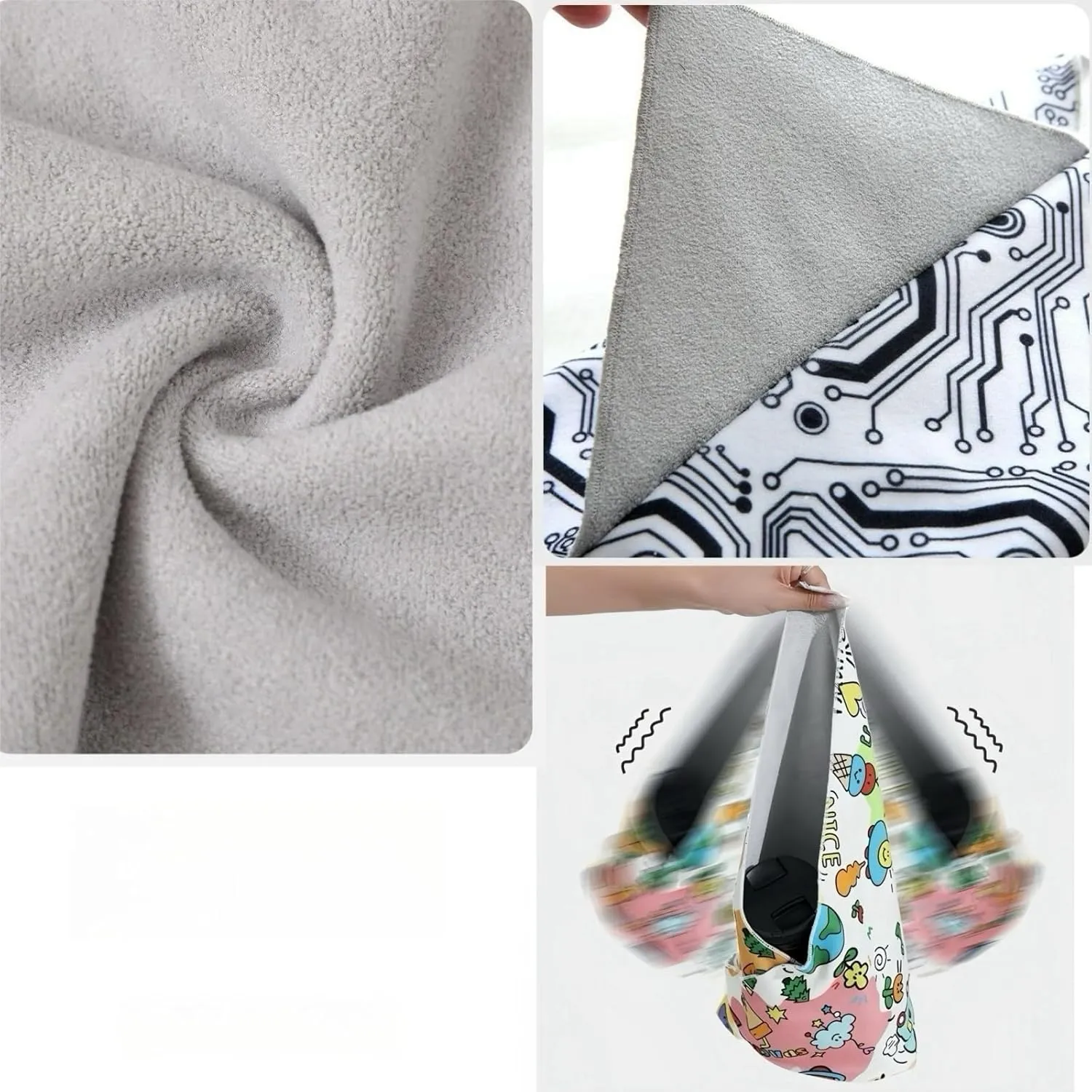 Foldable Magic Wrap Travel Makeup Bag: Lay Flat, Expandable, Soft & Washable Magic Self-Adhesive Cloth for Cosmetics，3pcs Pack