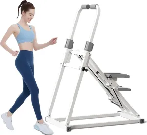 Foldable Stair Stepper Machine with Handles - Adjustable Resistance Stepper for Home Cardio, Low Impact Workout Equipment for Legs, Glutes & Weight Loss - Compact Stepping Machine, Easy Assembly White