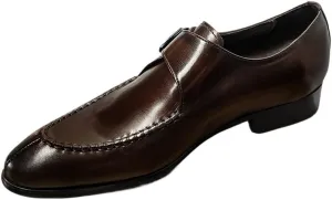 Formal Shoes for Men Slip On Pointed Toe Genuine Leather Split Toe Monk Strap Low Top Rubber Sole Resistant Non Slip Outdoor