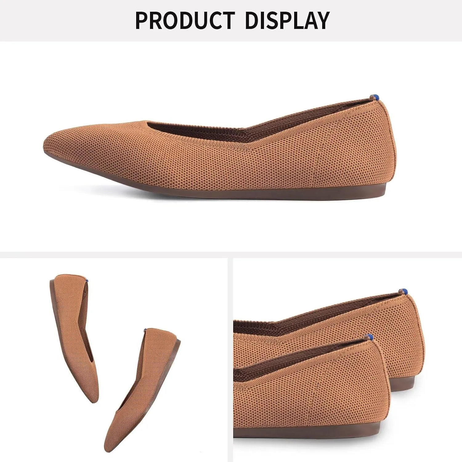Frank Mully Womens Pointed Toe Flats Knit Dress Shoes Comfort Women Shoes Slip On Shoes for Woman Classic Softable Shoes Low Wedge