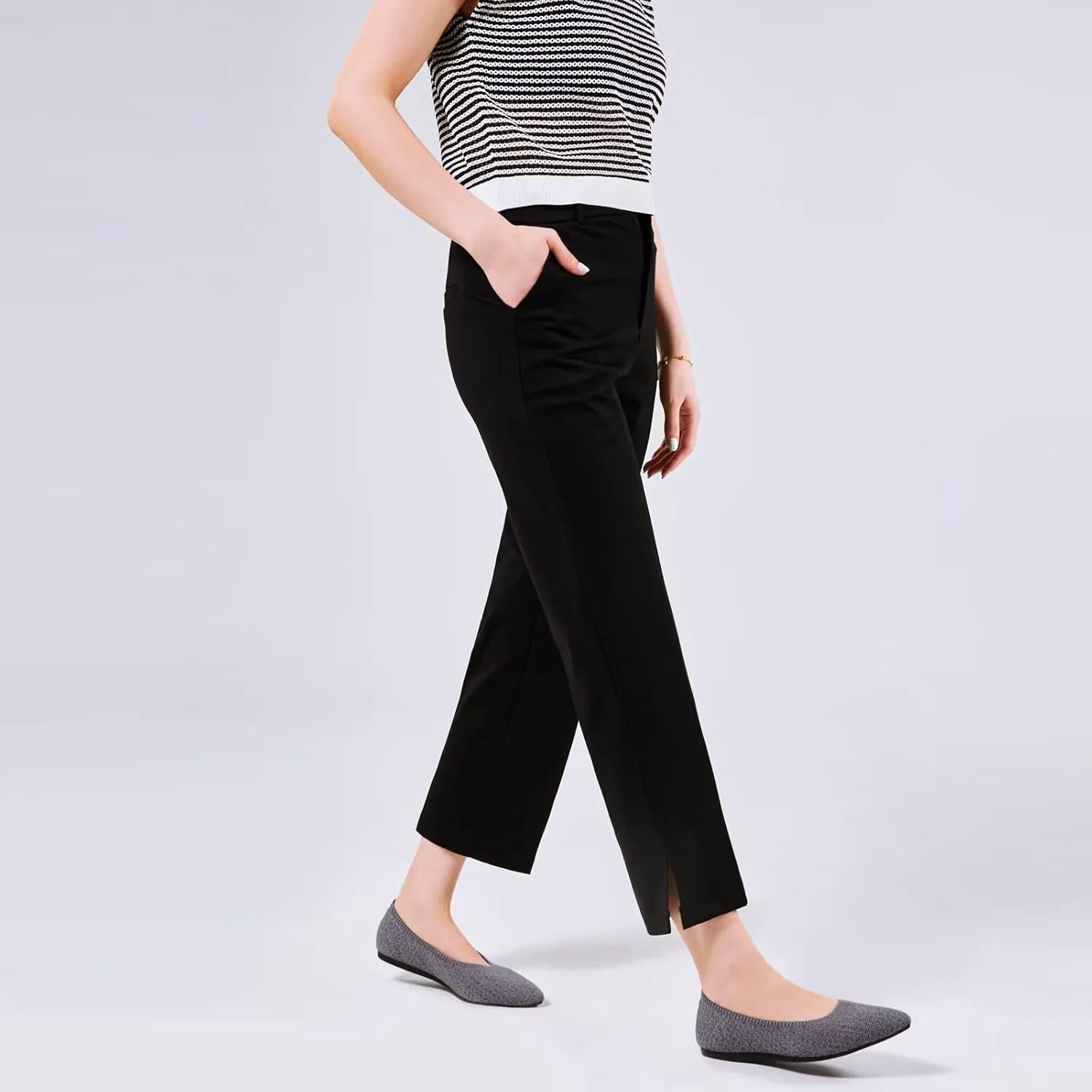 Frank Mully Womens Pointed Toe Flats Knit Dress Shoes Comfort Women Shoes Slip On Shoes for Woman Classic Softable Shoes Low Wedge