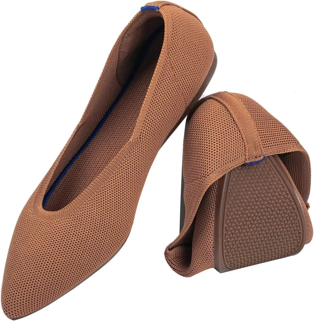 Frank Mully Womens Pointed Toe Flats Knit Dress Shoes Comfort Women Shoes Slip On Shoes for Woman Classic Softable Shoes Low Wedge