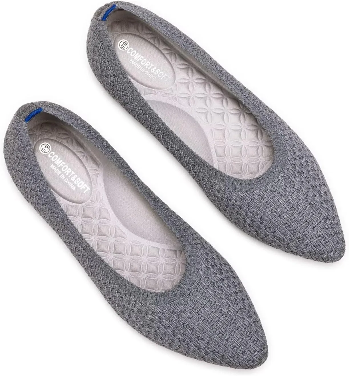 Frank Mully Womens Pointed Toe Flats Knit Dress Shoes Comfort Women Shoes Slip On Shoes for Woman Classic Softable Shoes Low Wedge