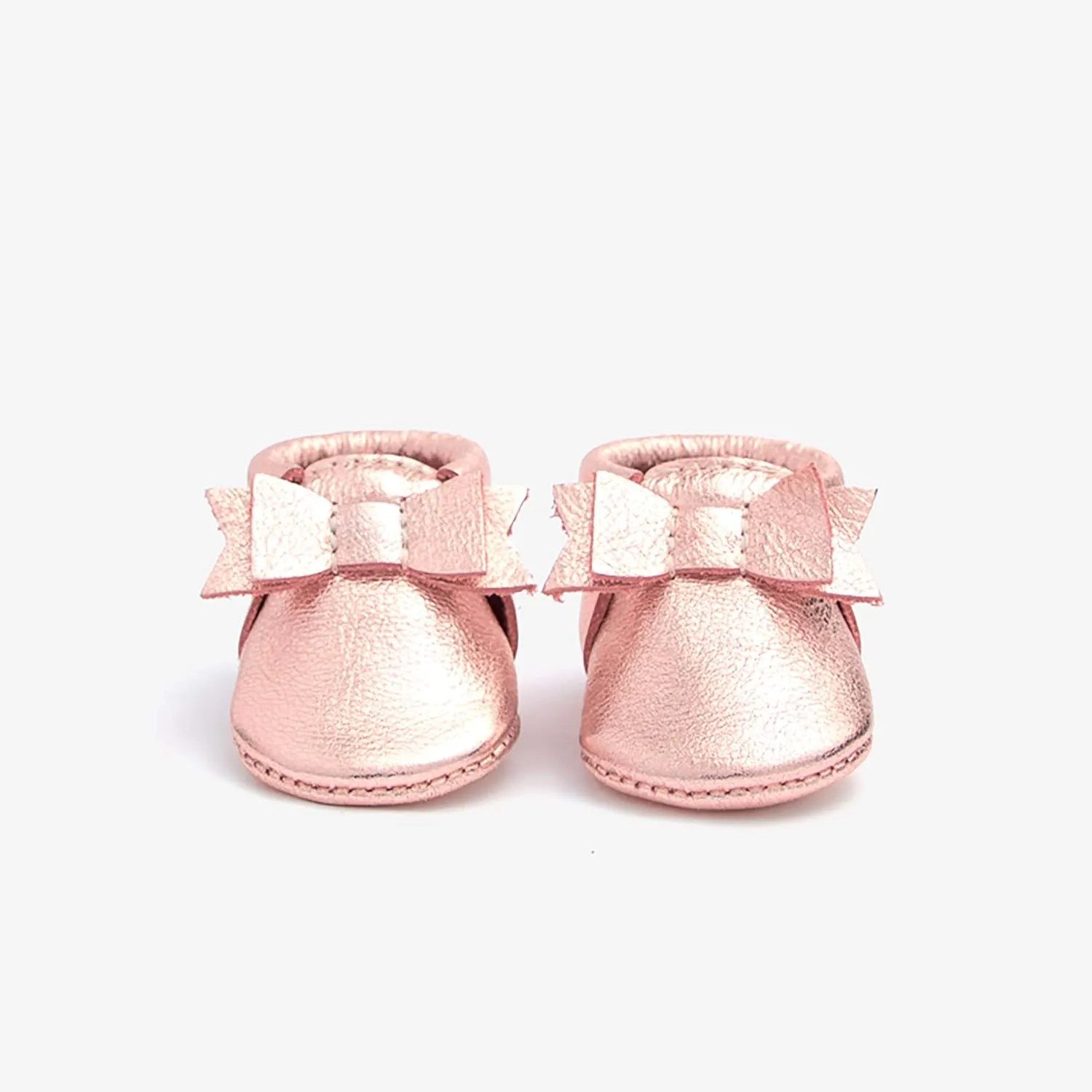 Freshly Picked Newborn Baby Girl Shoes, Ballet Flat Bow Moccasins, Blush