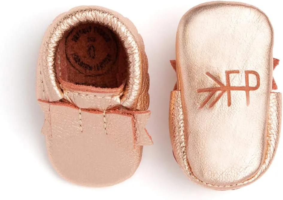 Freshly Picked Newborn Baby Girl Shoes, Ballet Flat Bow Moccasins, Blush