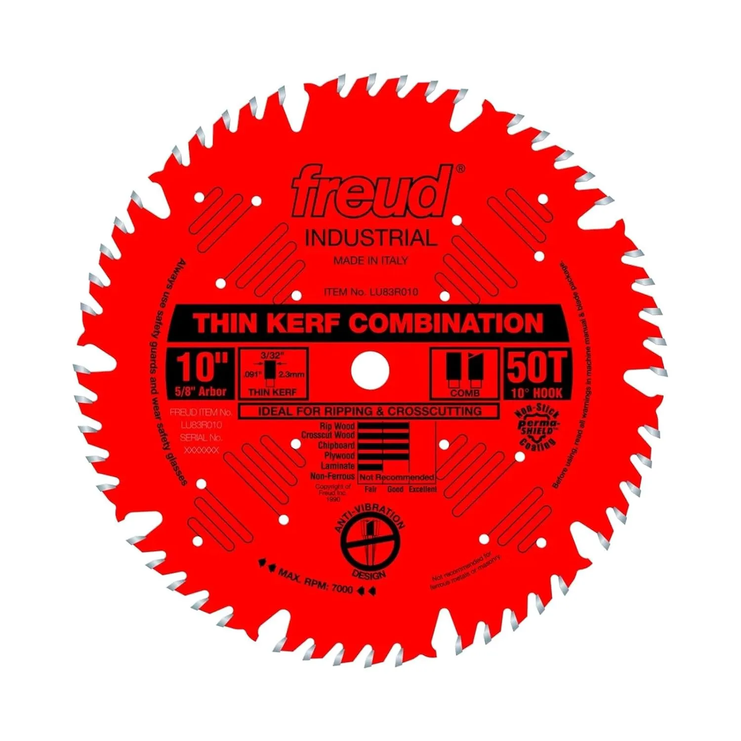 Freud LU83R010: 10" Thin Kerf Combination Blade