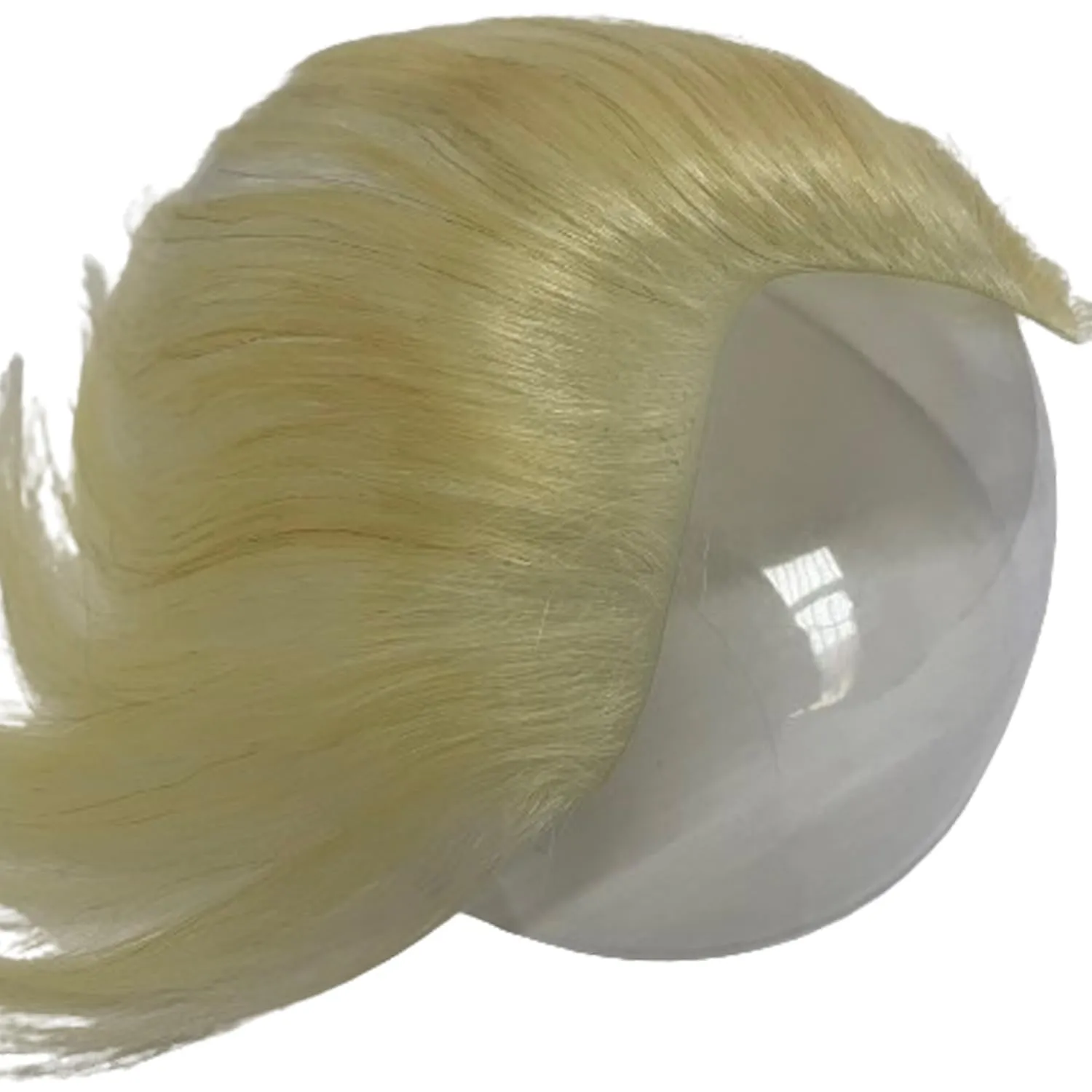 Frontal Hairpiece for Women Human Hair Extensions Forehead Hairline PU Skin Toppers Hair Replacement Toupee (1.57x7.08 Inch, #613 Blonde Color)