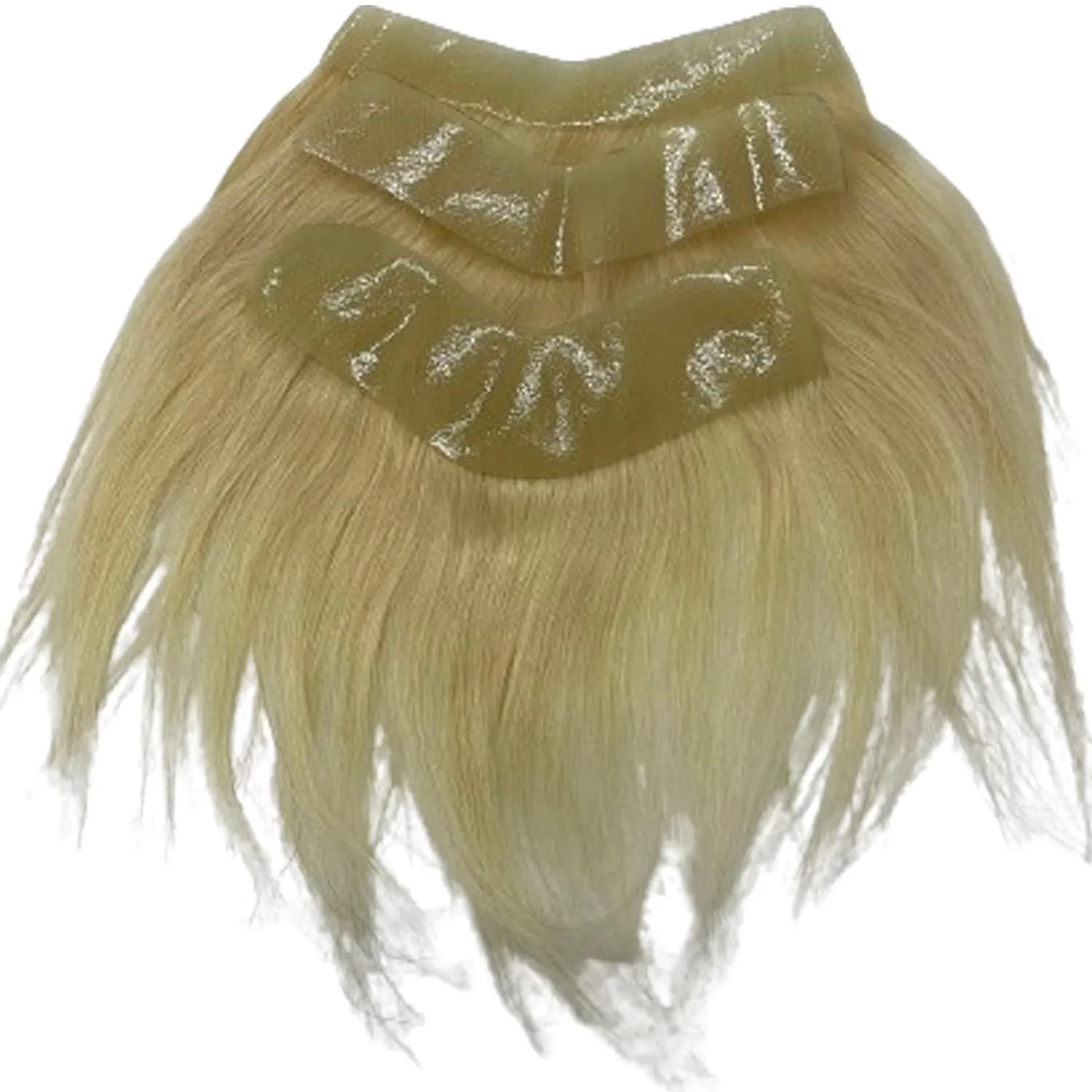 Frontal Hairpiece for Women Human Hair Extensions Forehead Hairline PU Skin Toppers Hair Replacement Toupee (1.57x7.08 Inch, #613 Blonde Color)
