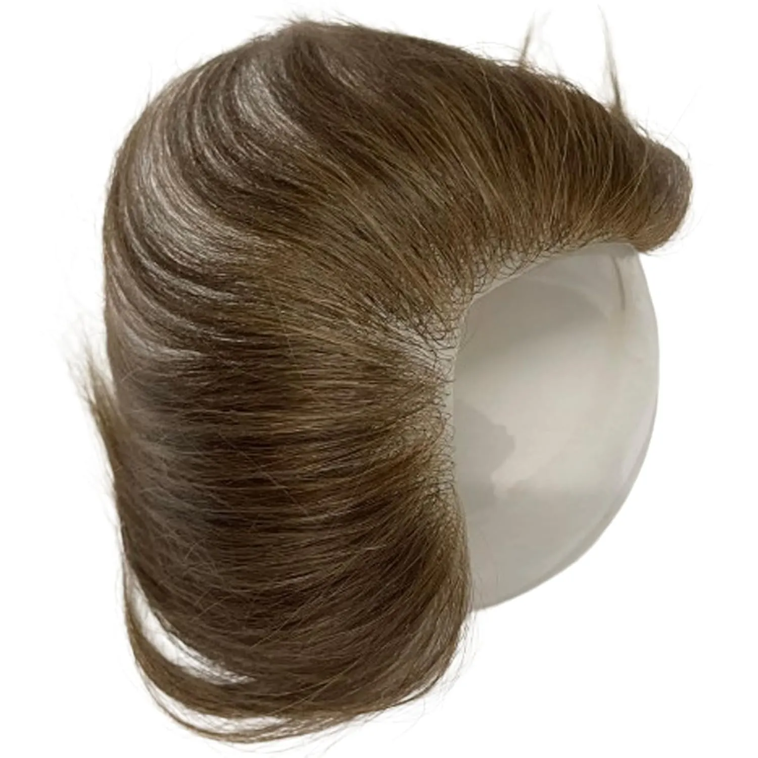 Frontal Hairpiece for Women Human Hair Extensions Forehead Hairline PU Skin Toppers Hair Replacement Toupee (1.57x7.08 Inch, 7 Light Brown Color)