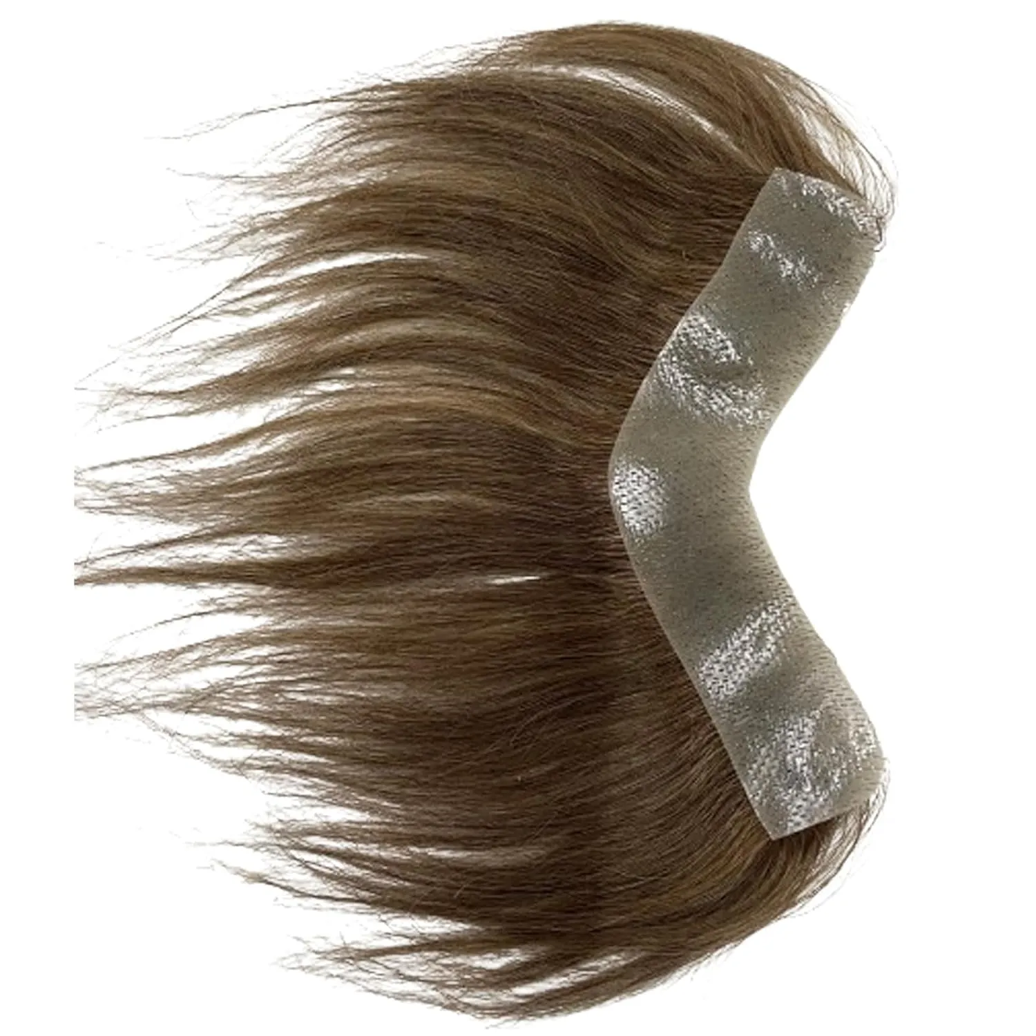 Frontal Hairpiece for Women Human Hair Extensions Forehead Hairline PU Skin Toppers Hair Replacement Toupee (1.57x7.08 Inch, 7 Light Brown Color)