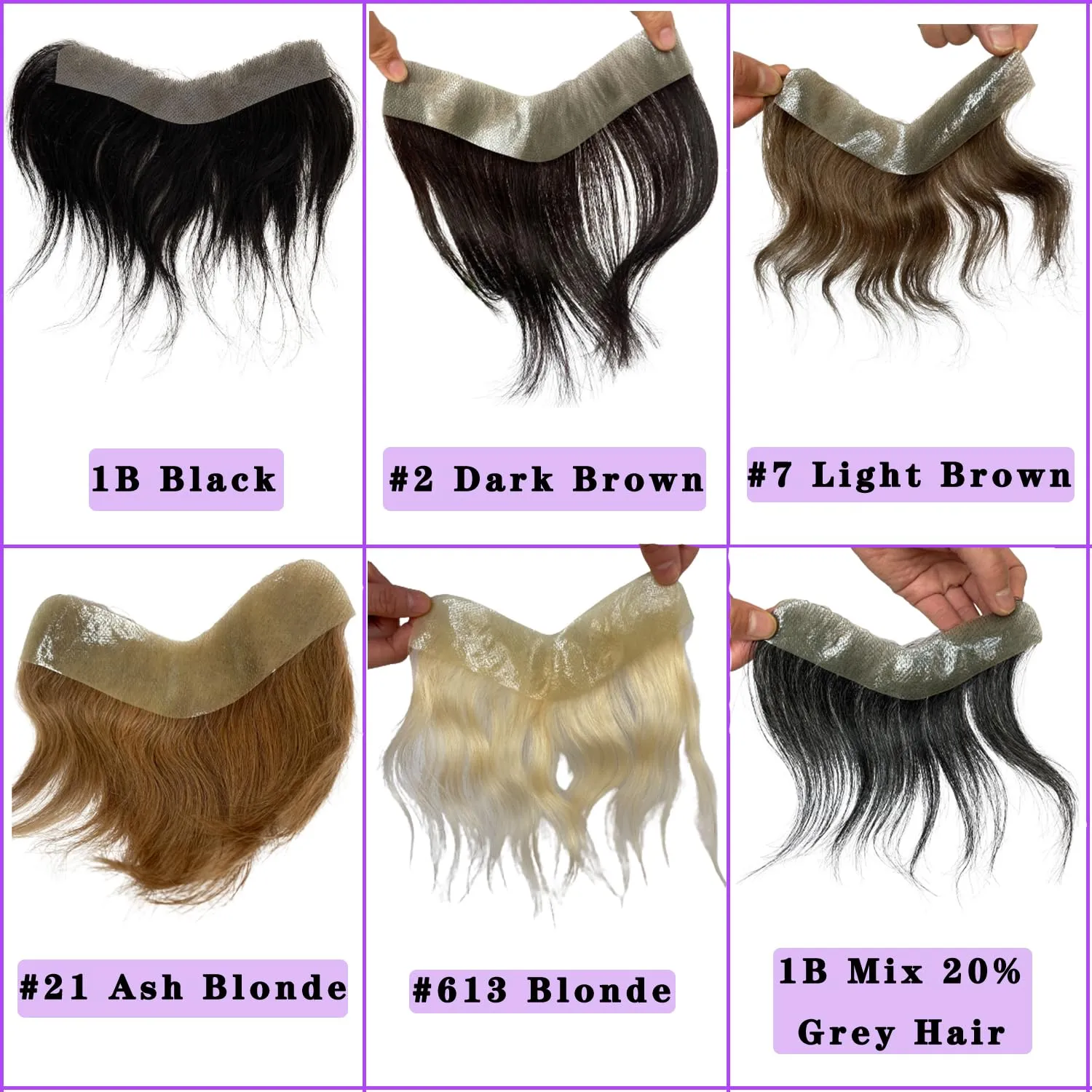 Frontal Hairpiece for Women Human Hair Extensions Forehead Hairline PU Skin Toppers Hair Replacement Toupee (1.57x7.08 Inch, 7 Light Brown Color)