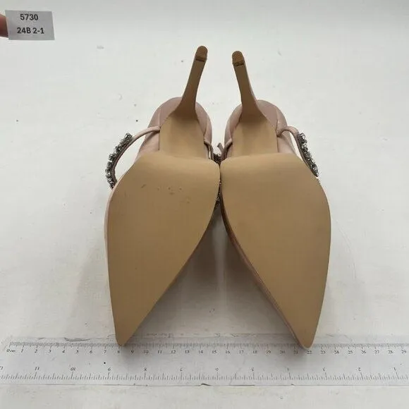 FSJ Light Pink Pointed Toe High Heel Platform Cross Rhinestone Ankle Strap Pumps