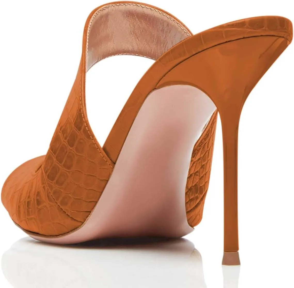 FSJ Women Peep Toe Thin High Heel Pumps Slip on Mules Cutout Clogs Slide Sandals Shoes Size 4-15 US