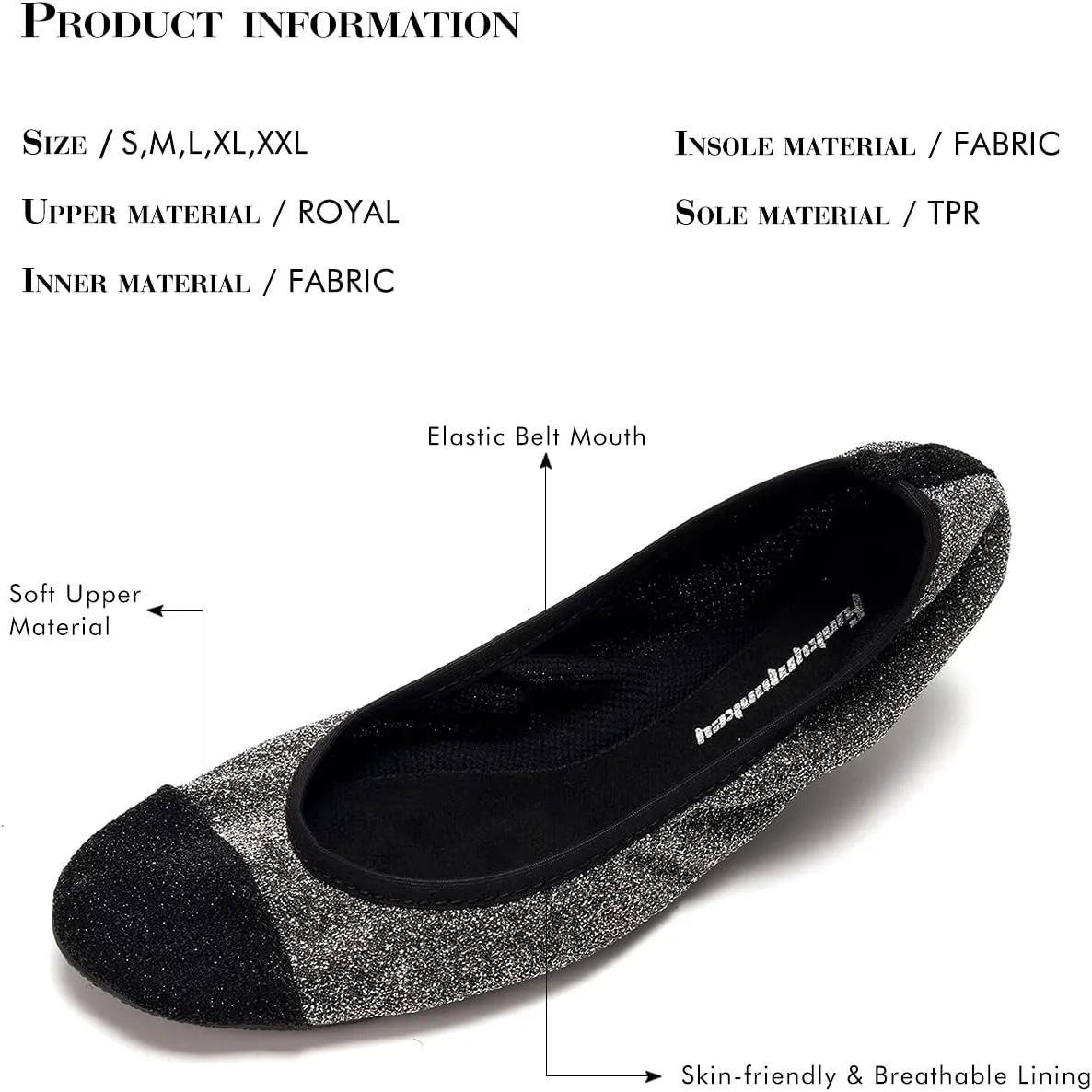FUNKYMONKEY Foldable Ballet Flats for Women's, Comfortable Portable Travel Roll Up Walking Shoes