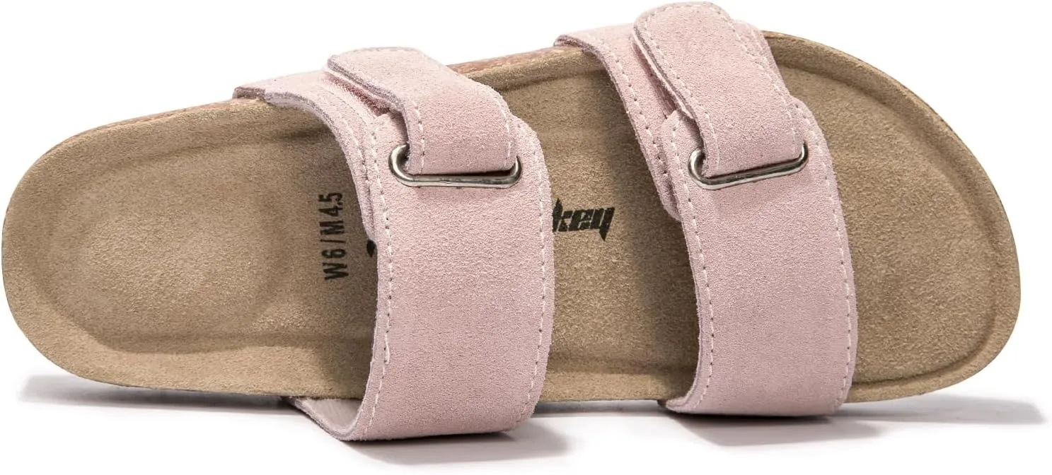 FUNKYMONKEY Unisex Slide Sandals Adjustable Double Buckle with Soft Footbed Comfort Slides for Women and Men