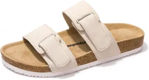 FUNKYMONKEY Unisex Slide Sandals Adjustable Double Buckle with Soft Footbed Comfort Slides for Women and Men