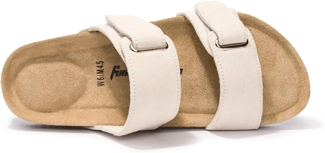 FUNKYMONKEY Unisex Slide Sandals Adjustable Double Buckle with Soft Footbed Comfort Slides for Women and Men