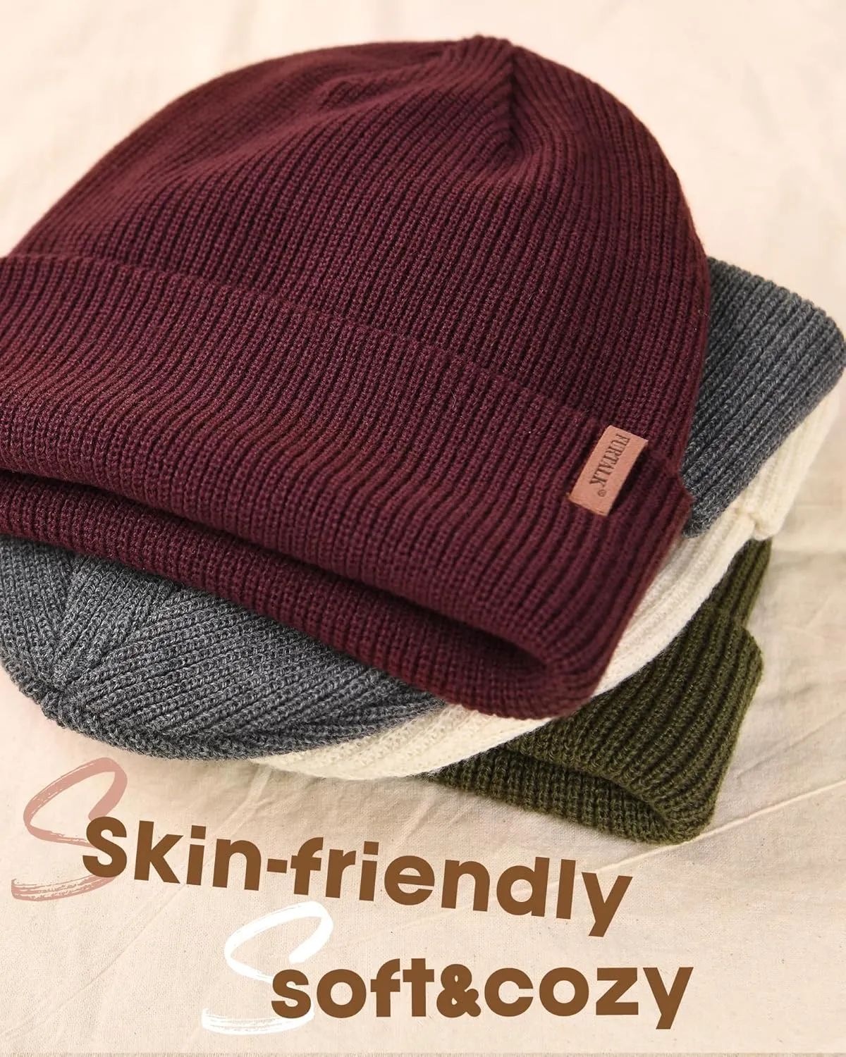 FURTALK Beanie Hats for Women Men Winter Hats Womens Knitted Slouchy Beanies Cuffed Skull Cap Warm Ski Hat