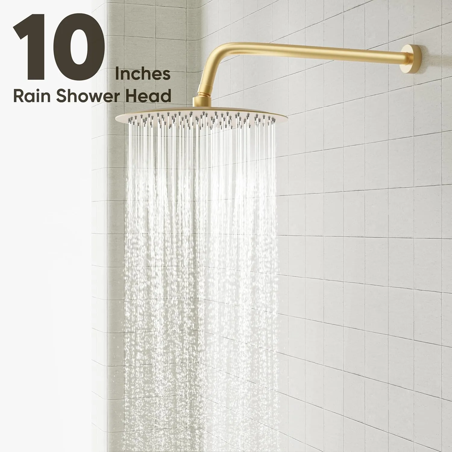 Gabrylly Shower System with Tub Spout, Bathtub Shower Faucet Set with 10" Rain Shower head and 5-Setting Handheld Shower, Wall Mounted Shower Fixtures with Pressure Balance Shower Valve, Brushed Gold