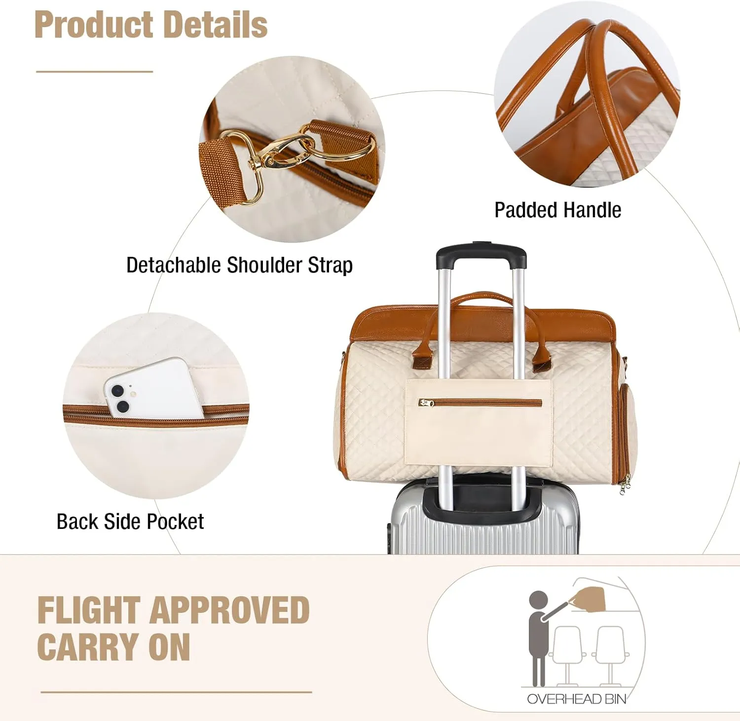 Garment Bag for Travel, 3 in 1 Convertible Jenni Bag Roomy Design Duffle Suit Bags with Water-Resistant Shoe Pouch, Overnight Halfday Weekender Bags for Women Hanging Clothes