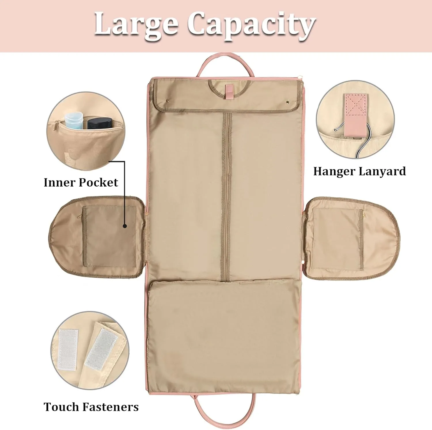 Garment Duffle Bags for Travel, Convertible Cloth Luxe Mega Bag with Shoe Pouch, 2 in 1 Waterproof Travel Suit Bag with Shoulder Strap for Men Women(Pink)