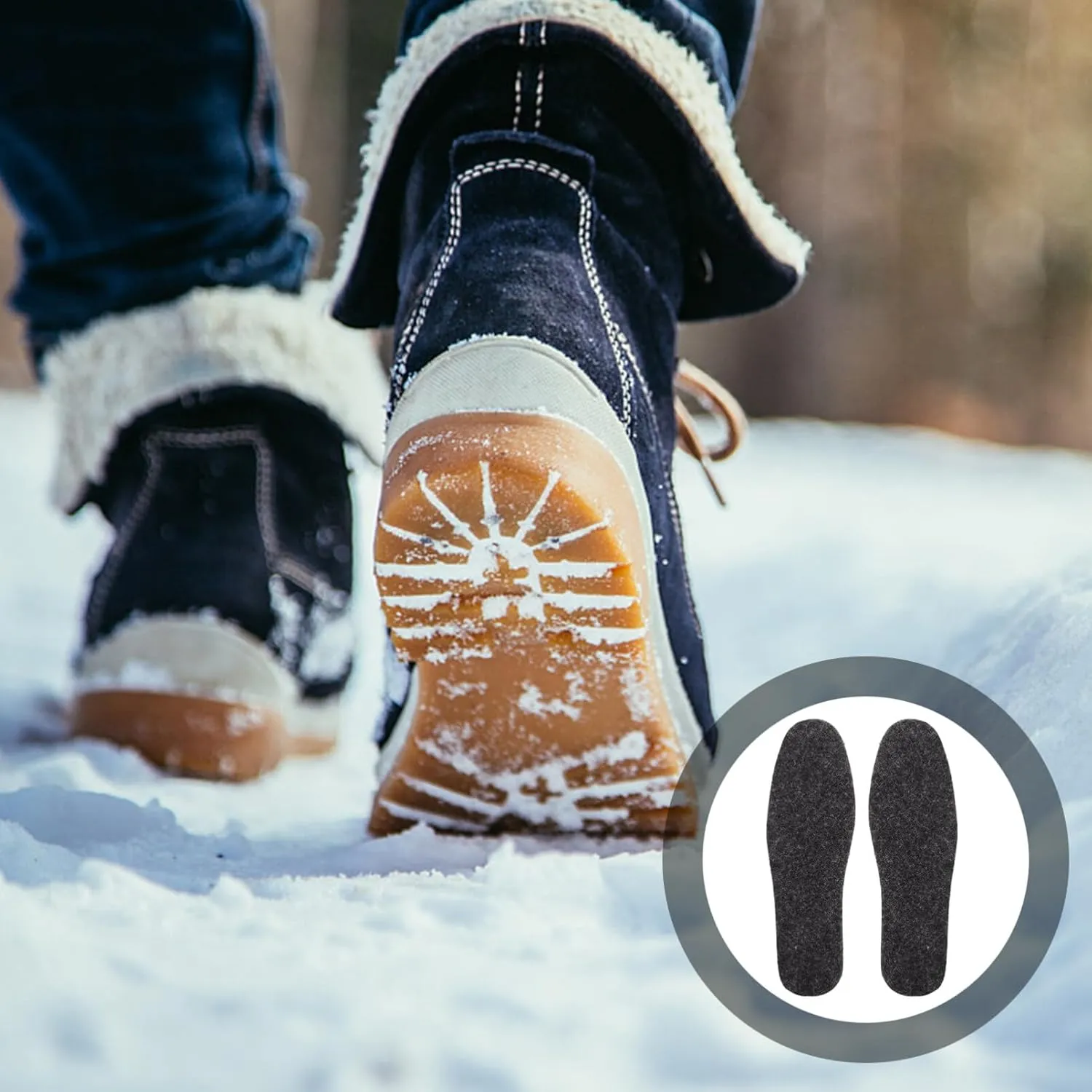 Gatuida 5 Pairs Wool Felt Insoles Winter Warm Shoe Inserts Boots Slippers Shoe Liners Heated Shoe Insoles Warm Lambs Wool Insoles for Men Women Size 38