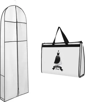 Geyoga Portable 70" Wedding Dress Garment Bag Foldable Bridal Long Dress Tote Bag with 7.87'' Gusseted Shoe Pockets Travel Garment Cover for Bride Wedding Gown
