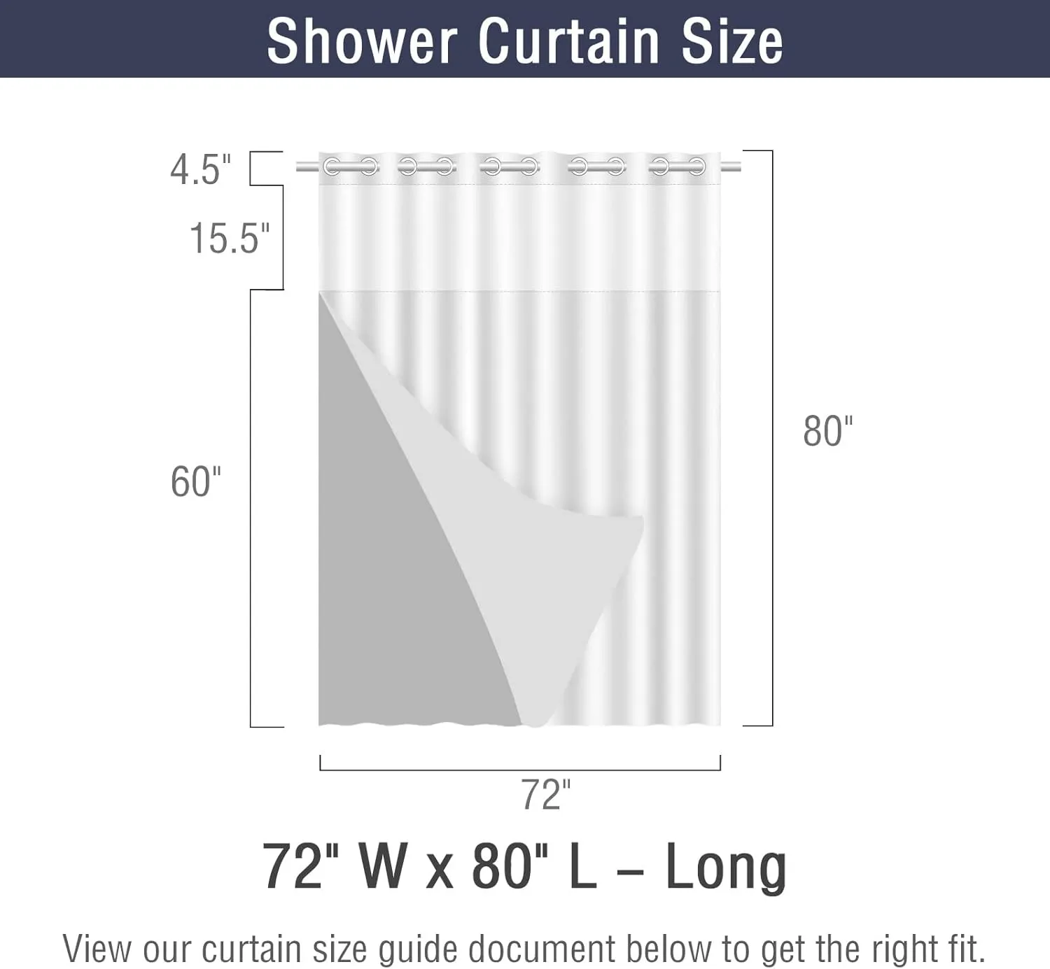 Gibelle No Hook Long Shower Curtain with Snap-in Fabric Liner Set - 72" x 80"(78"), Hotel Style Double Layers Sage Green Eucalyptus Leaves Shower Curtain with See Through Top Window