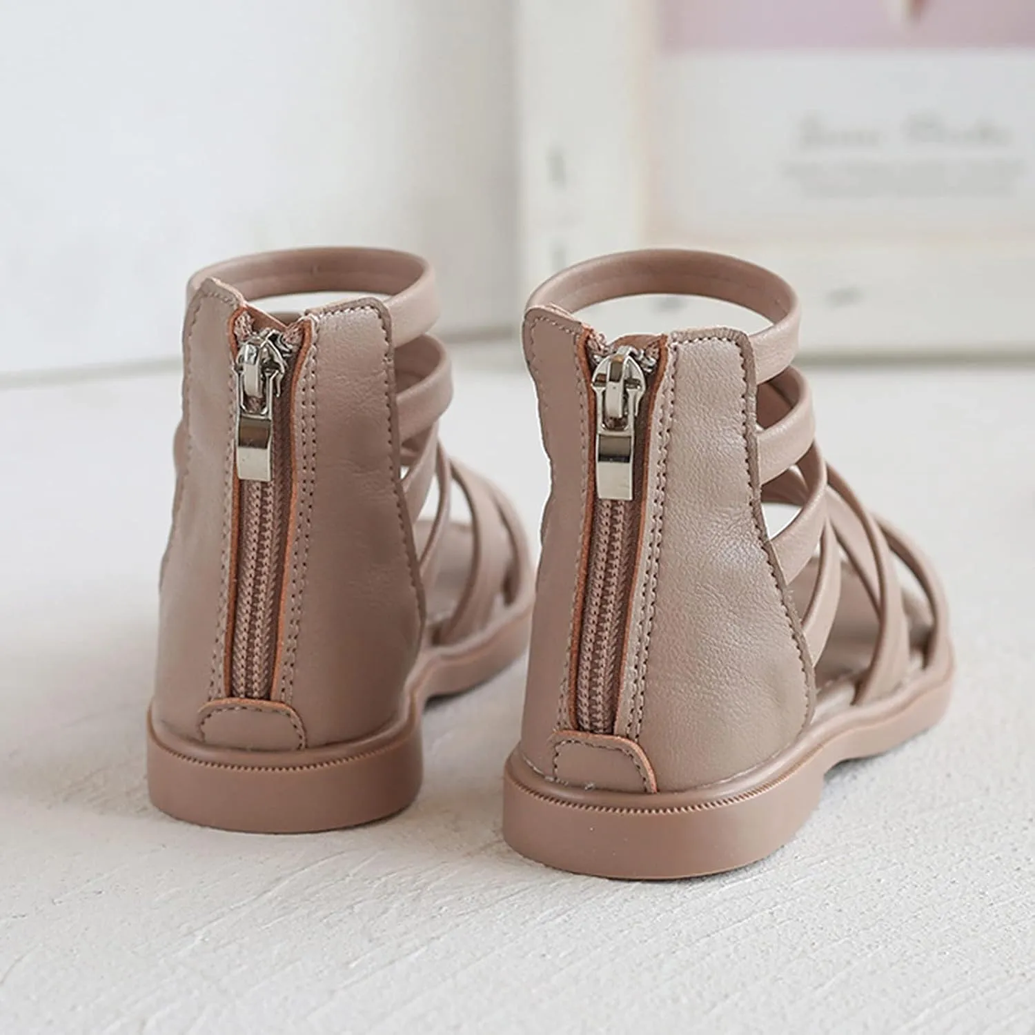 Girls Kids Rubber Sole Ankle Gl𝐚diator Sandals Breathable Cool Slip On Soft Summer Shoes Baby Toddler Light Comfy Shoes