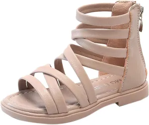 Girls Kids Rubber Sole Ankle Gl𝐚diator Sandals Breathable Cool Slip On Soft Summer Shoes Baby Toddler Light Comfy Shoes