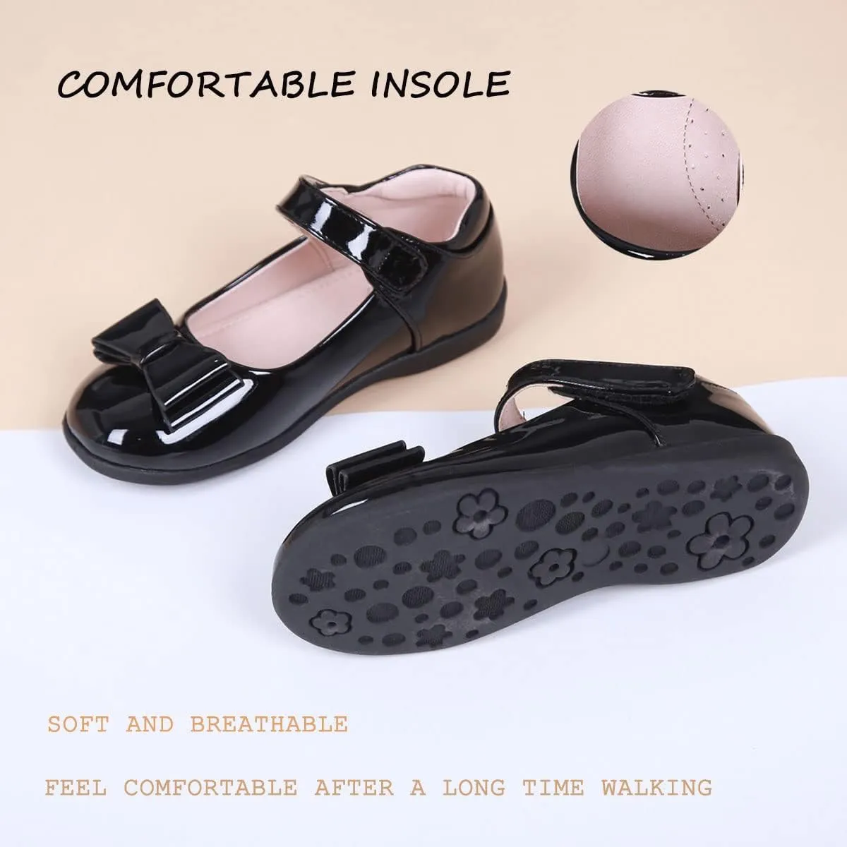 Girls Mary Jane Strap School Uniform Dress Flat Ballet Shoes