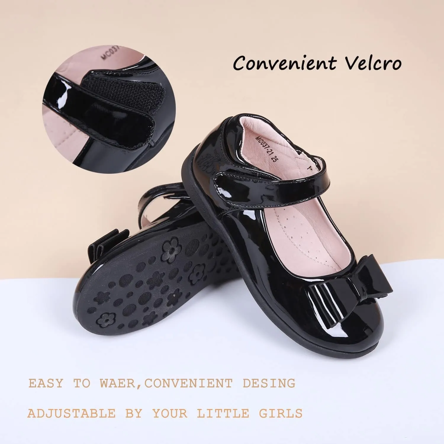 Girls Mary Jane Strap School Uniform Dress Flat Ballet Shoes