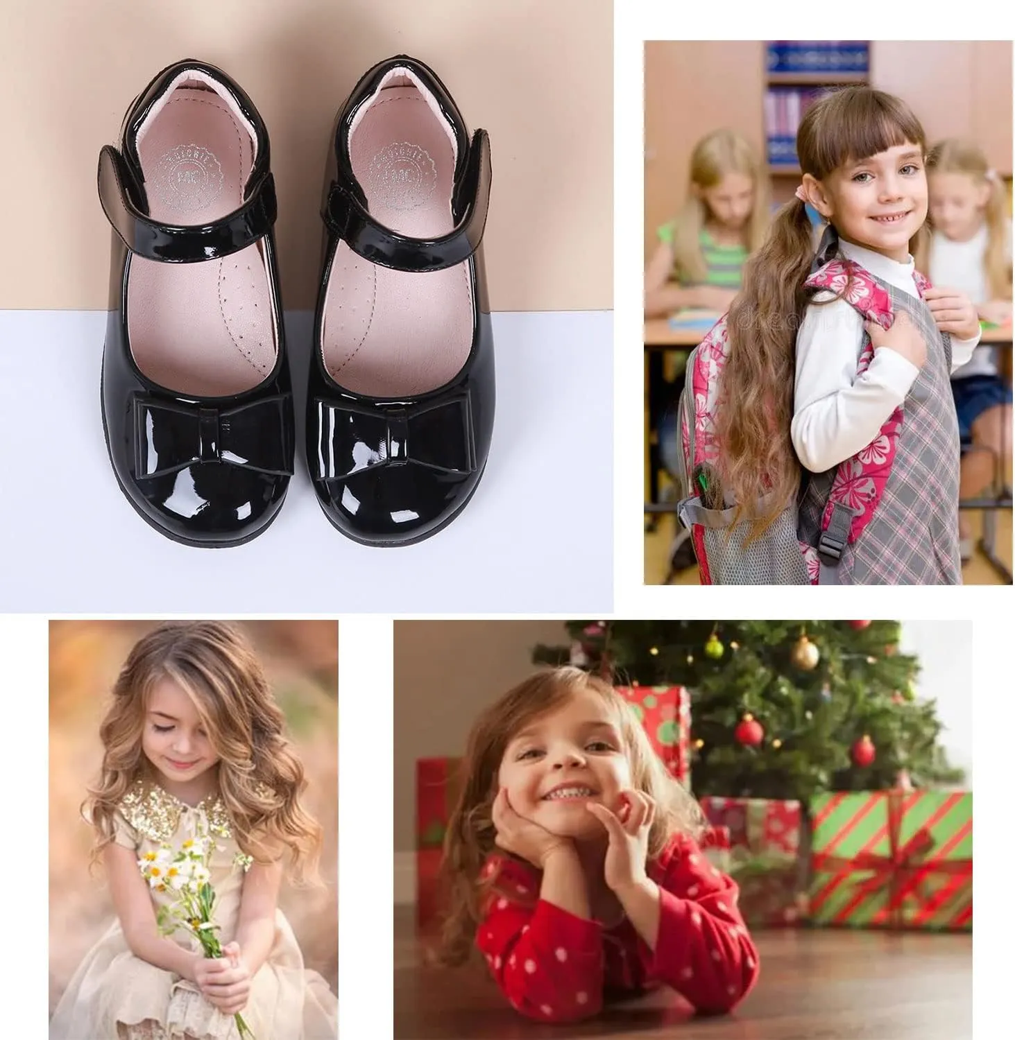 Girls Mary Jane Strap School Uniform Dress Flat Ballet Shoes